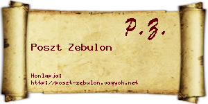 Poszt Zebulon névjegykártya